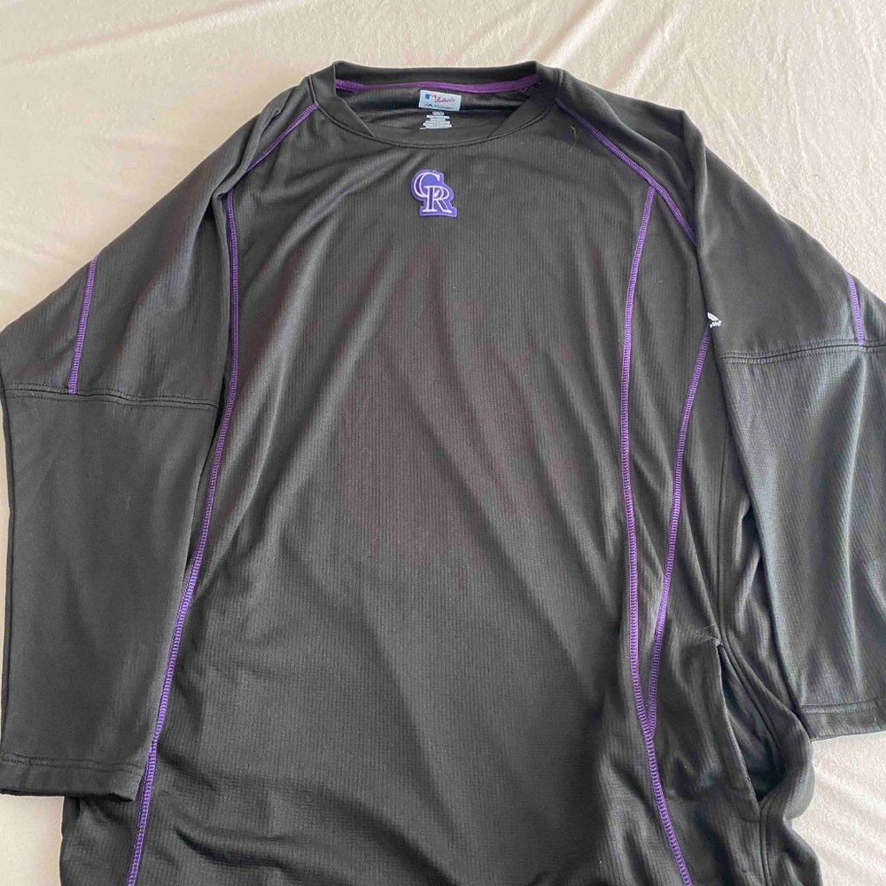 Men's 2XL Colorado Rockies Black/Purple Authentic Majestic Performance Pullover
